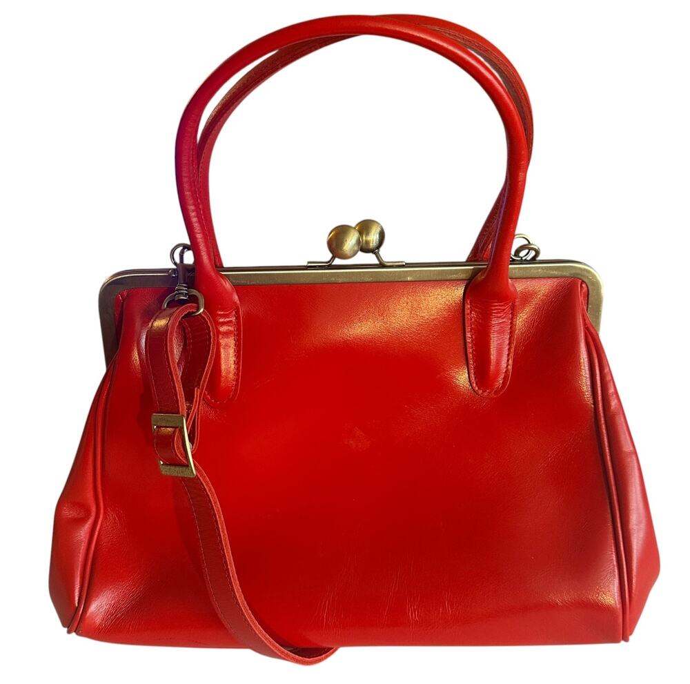Taschenkinder Sophie Bag Red Leather Kisslock Retro Handbag Purse